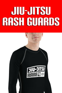 Mens Long Sleeve BJJ Rash Guard - Jiu-Jitsu 008 - Noir