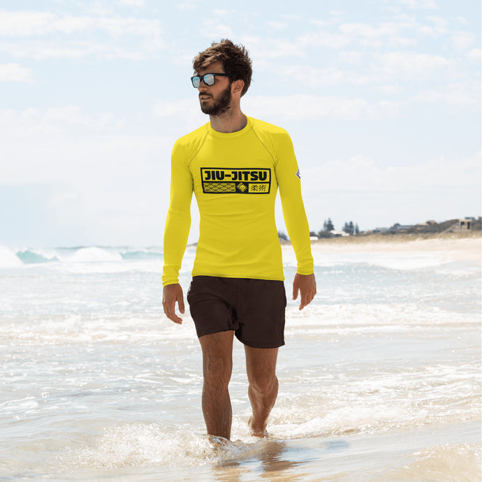 Mens Long Sleeve BJJ Rash Guard - Jiu-Jitsu 013 - Golden Sun BJJ Exclusive Jiu-Jitsu Long Sleeve Mens Rash Guard