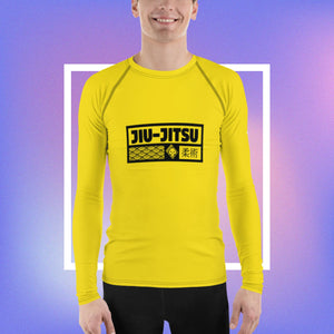 Mens Long Sleeve BJJ Rash Guard - Jiu-Jitsu 013 - Golden Sun BJJ Exclusive Jiu-Jitsu Long Sleeve Mens Rash Guard