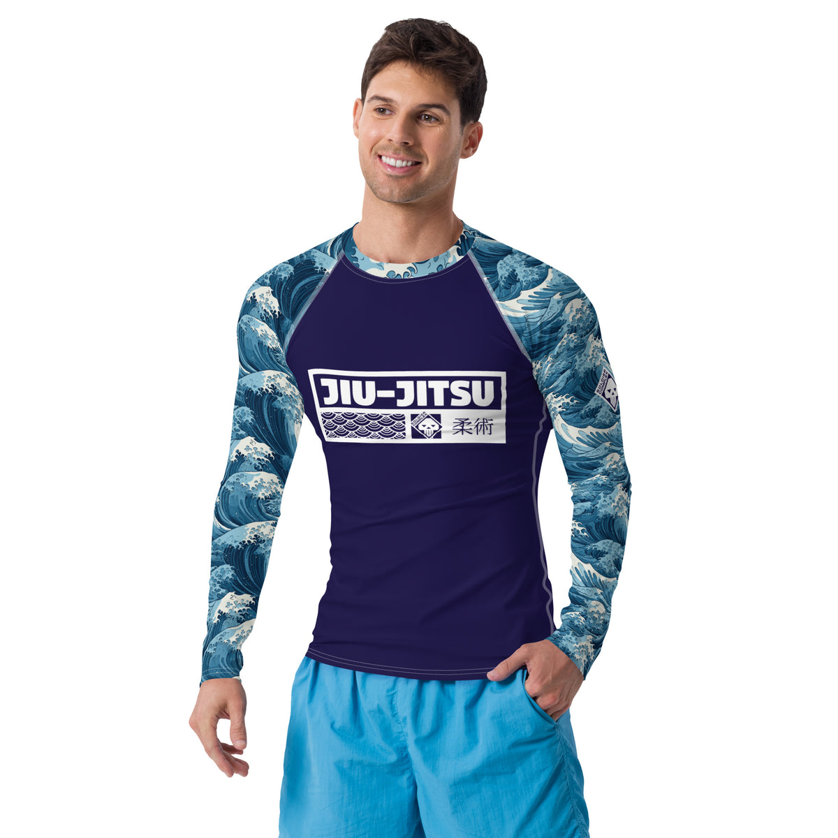 Mens Long Sleeve BJJ Rash Guard - Jiu-Jitsu 020 - The Great Wave Off K ...
