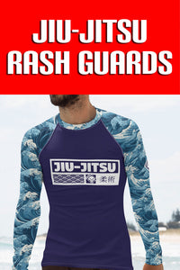 Mens Long Sleeve BJJ Rash Guard - Jiu-Jitsu 020 - The Great Wave Off Kanagawa 001