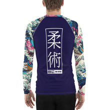 Mens Long Sleeve BJJ Rash Guard - Jiu-Jitsu 021 - The Great Wave Sakura 002 BJJ Exclusive Great Wave Jiu-Jitsu Kanagawa Long Sleeve Mens Rash Guard