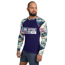 Mens Long Sleeve BJJ Rash Guard - Jiu-Jitsu 021 - The Great Wave Sakura 002 BJJ Exclusive Great Wave Jiu-Jitsu Kanagawa Long Sleeve Mens Rash Guard