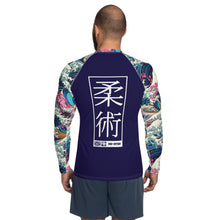 Mens Long Sleeve BJJ Rash Guard - Jiu-Jitsu 021 - The Great Wave Sakura 002 BJJ Exclusive Great Wave Jiu-Jitsu Kanagawa Long Sleeve Mens Rash Guard