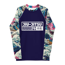 Mens Long Sleeve BJJ Rash Guard - Jiu-Jitsu 021 - The Great Wave Sakura 002 BJJ Exclusive Great Wave Jiu-Jitsu Kanagawa Long Sleeve Mens Rash Guard