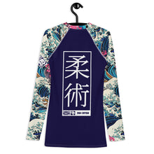 Mens Long Sleeve BJJ Rash Guard - Jiu-Jitsu 021 - The Great Wave Sakura 002 BJJ Exclusive Great Wave Jiu-Jitsu Kanagawa Long Sleeve Mens Rash Guard