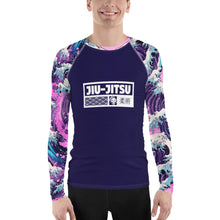 Mens Long Sleeve BJJ Rash Guard - Jiu-Jitsu 022 - Purple Wave 003 BJJ Exclusive Great Wave Jiu-Jitsu Kanagawa Long Sleeve Mens Rash Guard