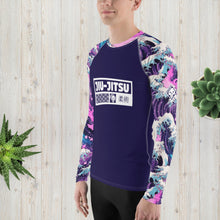 Mens Long Sleeve BJJ Rash Guard - Jiu-Jitsu 022 - Purple Wave 003 BJJ Exclusive Great Wave Jiu-Jitsu Kanagawa Long Sleeve Mens Rash Guard