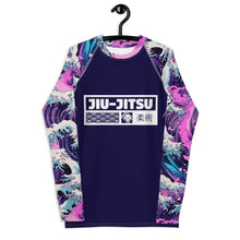 Mens Long Sleeve BJJ Rash Guard - Jiu-Jitsu 022 - Purple Wave 003 BJJ Exclusive Great Wave Jiu-Jitsu Kanagawa Long Sleeve Mens Rash Guard