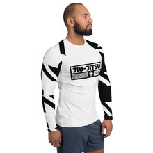 Mens Long Sleeve BJJ Rash Guard - Jiu-Jitsu 023 - Houndstooth 001 Blanc Exclusive Houndstooth Long Sleeve Mens Rash Guard