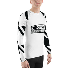 Mens Long Sleeve BJJ Rash Guard - Jiu-Jitsu 023 - Houndstooth 001 Blanc Exclusive Houndstooth Long Sleeve Mens Rash Guard