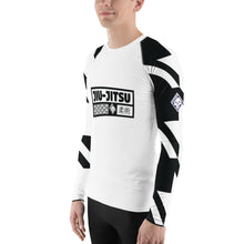 Mens Long Sleeve BJJ Rash Guard - Jiu-Jitsu 023 - Houndstooth 001 Blanc Exclusive Houndstooth Long Sleeve Mens Rash Guard