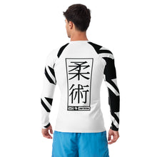 Mens Long Sleeve BJJ Rash Guard - Jiu-Jitsu 023 - Houndstooth 001 Blanc Exclusive Houndstooth Long Sleeve Mens Rash Guard