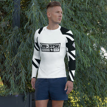 Mens Long Sleeve BJJ Rash Guard - Jiu-Jitsu 023 - Houndstooth 001 Blanc Exclusive Houndstooth Long Sleeve Mens Rash Guard