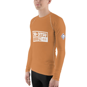 Mens Long Sleeve BJJ Rash Guard - Jiu-Jitsu 027 - Raw Sienna Exclusive Jiu-Jitsu Leggings Mens