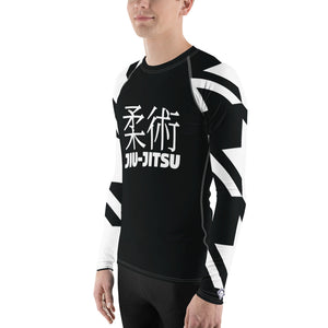 Men's Long Sleeve Classic Jiu-Jitsu Rash Guard - Houndstooth 001 Noir