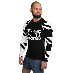 Men's Long Sleeve Classic Jiu-Jitsu Rash Guard - Houndstooth 001 Noir