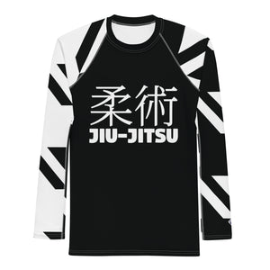 Men's Long Sleeve Classic Jiu-Jitsu Rash Guard - Houndstooth 001 Noir