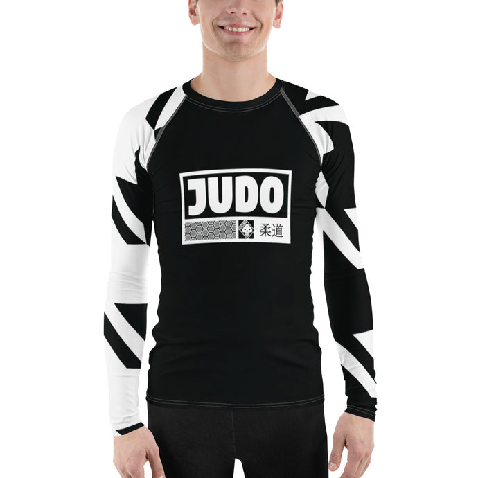 Men's Long Sleeve Judo Rash Guard Houndstooth 001 Noir
