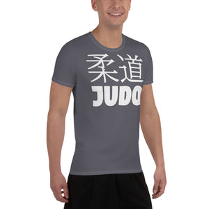 Men's Short Sleeve Judo Rash Guard - Designed for Active Training - Charcoal