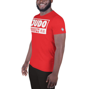 Men's Short Sleeve Judo Rash Guard - Premium Athletic Fit - Scarlet