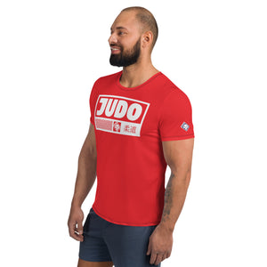 Men's Short Sleeve Judo Rash Guard - Premium Athletic Fit - Scarlet