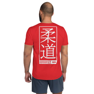 Men's Short Sleeve Judo Rash Guard - Premium Athletic Fit - Scarlet