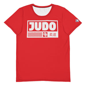 Men's Short Sleeve Judo Rash Guard - Premium Athletic Fit - Scarlet