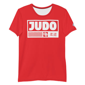 Men's Short Sleeve Judo Rash Guard - Premium Athletic Fit - Scarlet