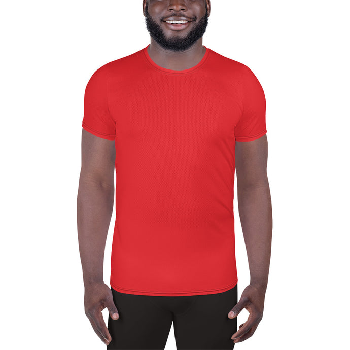 Men's Short Sleeve Solid Color Rash Guard - Performance and Comfort - Scarlet