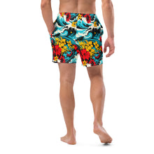Men's Swim Trunks - Waves and Flowers 001 Exclusive Mens Shorts Swimwear