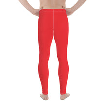 Men's Urban Fitness: Solid Color Athletic Leggings - Scarlet