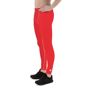 Men's Urban Fitness: Solid Color Athletic Leggings - Scarlet