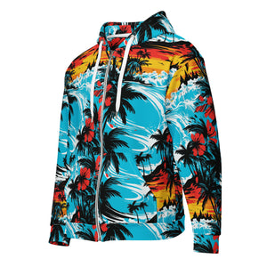 Mens Zip Hoodie - Sunset Waves 001 Athleisure Beach Exclusive Hoodies Mens Swimwear