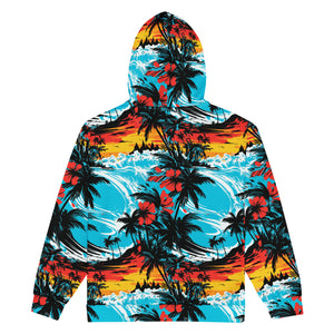 Mens Zip Hoodie - Sunset Waves 001 Athleisure Beach Exclusive Hoodies Mens Swimwear