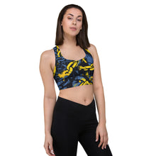 Mile After Mile - Golden Chains 002 Longline Racer Back Sports Bra Exclusive Running Sports Bra Womens