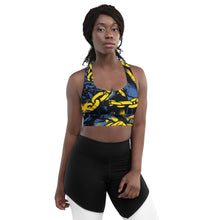 Mile After Mile - Golden Chains 002 Longline Racer Back Sports Bra Exclusive Running Sports Bra Womens