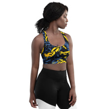 Mile After Mile - Golden Chains 002 Longline Racer Back Sports Bra Exclusive Running Sports Bra Womens