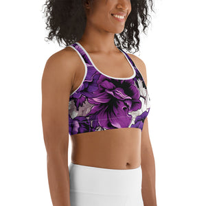 Mile After Mile - Purple Flowers 001 Sports Bra Exclusive Running Sports Bra Womens