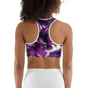 Mile After Mile - Purple Flowers 001 Sports Bra Exclusive Running Sports Bra Womens