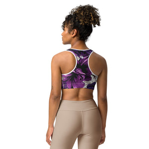 Mile After Mile - Purple Flowers 001 Sports Bra Exclusive Running Sports Bra Womens