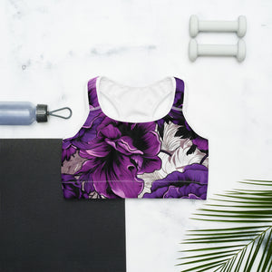 Mile After Mile - Purple Flowers 001 Sports Bra Exclusive Running Sports Bra Womens