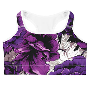 Mile After Mile - Purple Flowers 001 Sports Bra Exclusive Running Sports Bra Womens