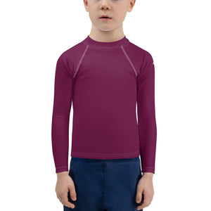 Mini Explorer: Kid's Solid Color Rash Guards for Him - Tyrian Purple Boys Exclusive Kids Long Sleeve Rash Guard Solid Color