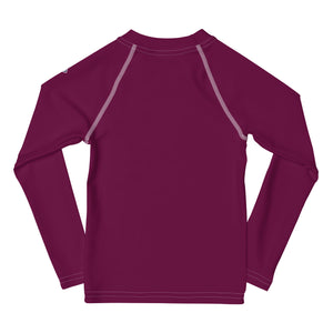 Mini Explorer: Kid's Solid Color Rash Guards for Him - Tyrian Purple Boys Exclusive Kids Long Sleeve Rash Guard Solid Color