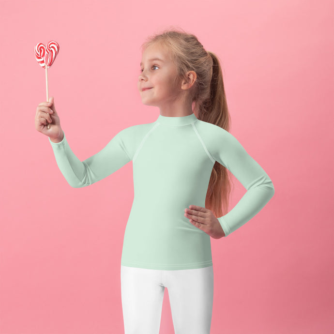 Mini Fashion Icon: Girls' Long Sleeve Solid Color Rash Guard - Surf Crest Exclusive Girls Kids Long Sleeve Rash Guard Solid Color Swimwear