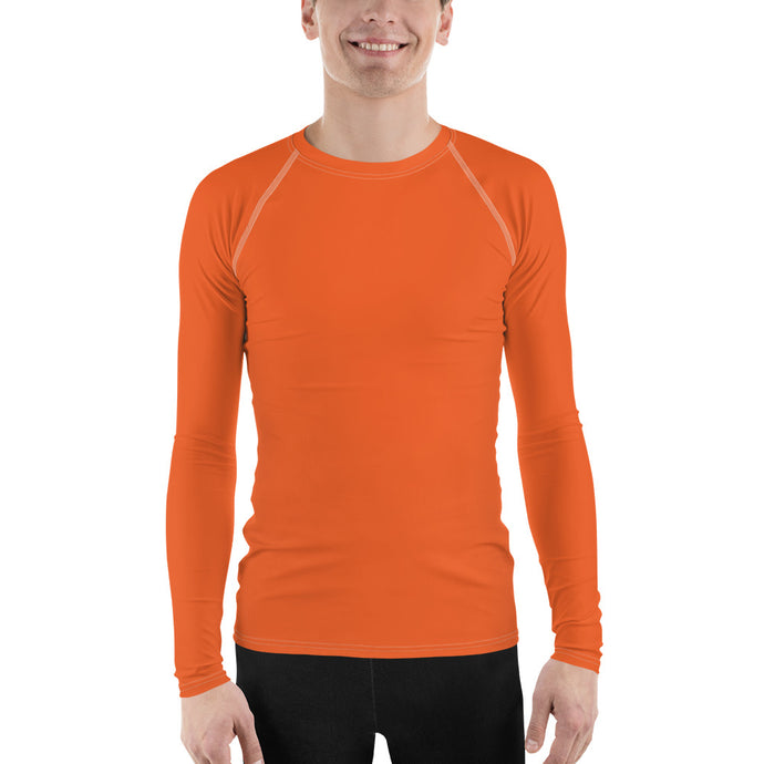 Modern Minimalism: Men's Solid Color Long Sleeve Rash Guard - Flamingo Exclusive Long Sleeve Mens Rash Guard Solid Color Swimwear