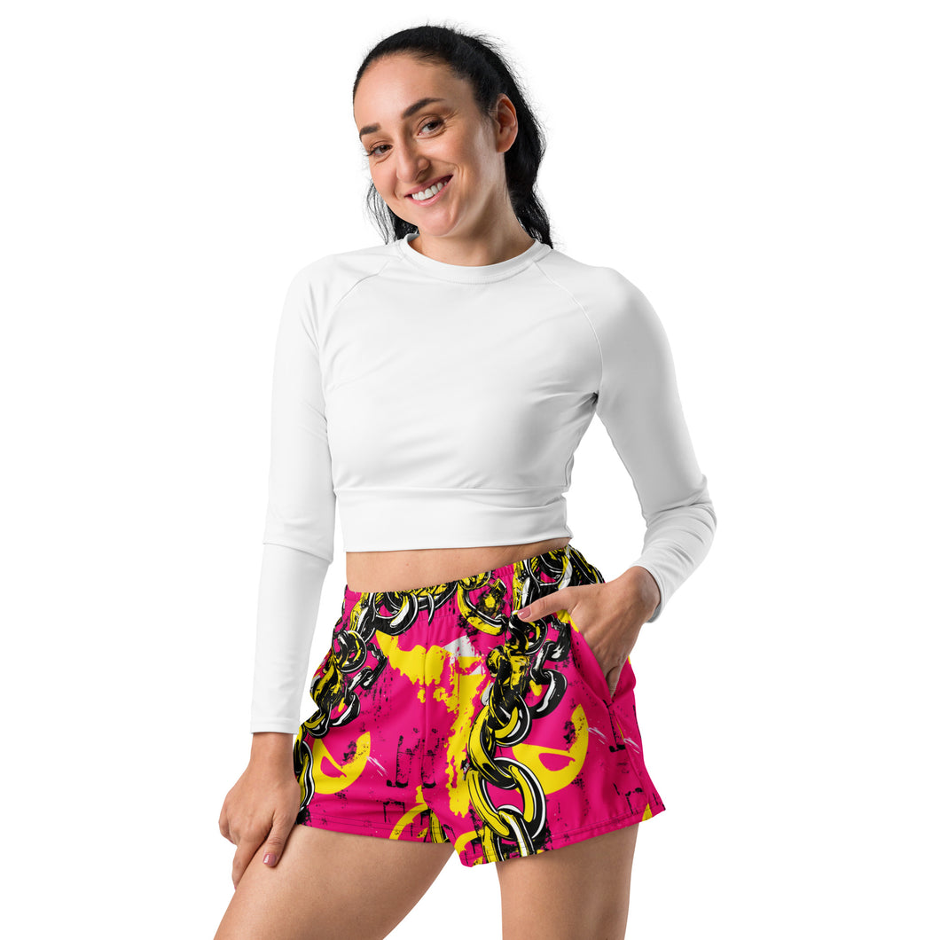 Opulent Performance: Women's Mile After Mile - Golden Chains 001 Exclusive Running Shorts Womens