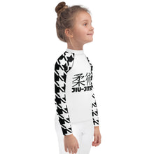 Performance Meets Style: Girl's Houndstooth Classic Jiu-Jitsu BJJ Rash Guard Exclusive Girls Houndstooth Jiu-Jitsu Kids Long Sleeve Rash Guard