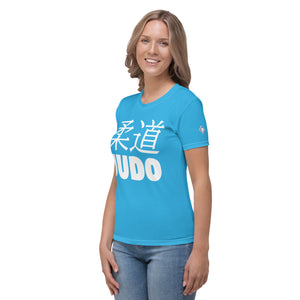 Performance Women's Classic Judo Short Sleeve BJJ Rash Guard - Cyan